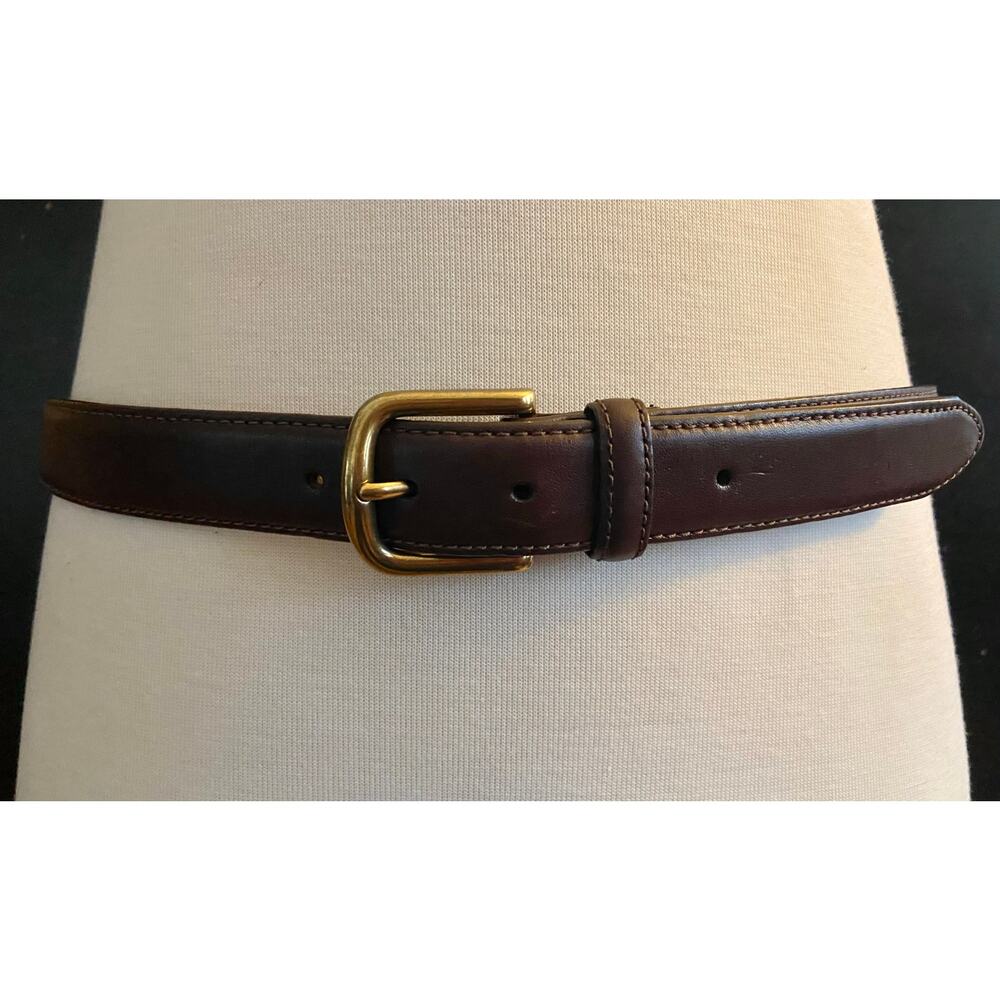 L.L.BEAN Dark Brown Leather Chino Belt Mens sz 46